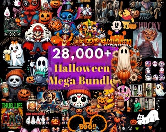 28000+ Halloween Mega Bundle Png, Horror Film Designs, Retro Halloween Png Bundle, Fall Png Bundle, Spooky Vibes, Trick Or Treat, Cartoon