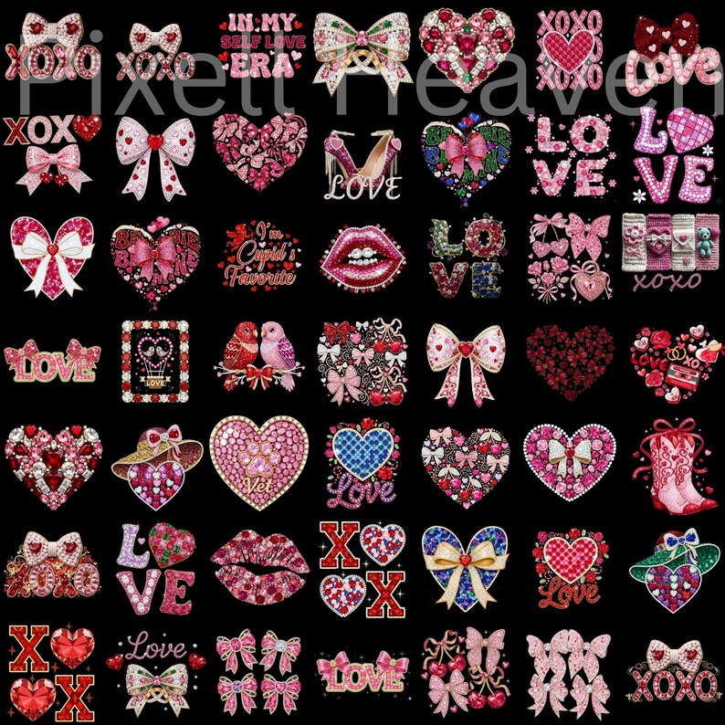 420+ Valentine Faux Yarn PNG Bundle & Rhinestone, Bling Crystal, Crochet Knit, Coquette Love Alphabet, Crystal Mosaic Jewel Diamond Gemstone image 10