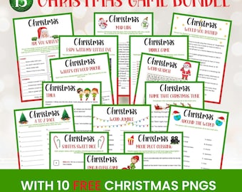 Lot de 15 jeux de Noël, Jeux de fête de Noël, Jeux de Noël à imprimer, Jeux de Noël en famille, Idées amusantes de fêtes de Noël, Jeux pour adultes