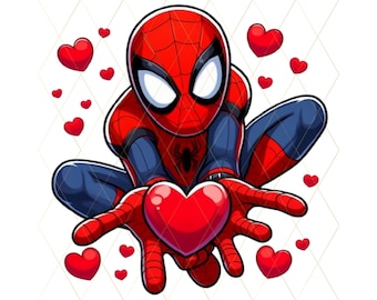 Valentine Spider Png, Spider Valentine Png, Cute Baby Superhero Png, Superhero Valentines Png, Valentine Cartoon Png, Valentine Couple Png