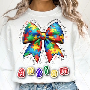 Austim Bow, Autism Png, Autism Awareness Png, Coquette Bow png, Austism Ribbon Png, Autism Design, Sublimation Design, Sublimate Design.