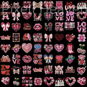 420+ Valentine Faux Yarn PNG Bundle & Rhinestone, Bling Crystal, Crochet Knit, Coquette Love Alphabet, Crystal Mosaic Jewel Diamond Gemstone image 11