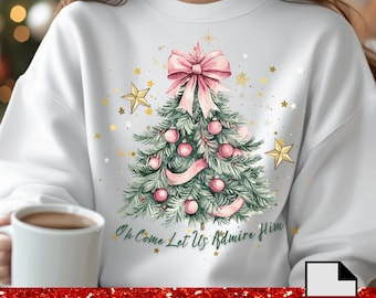 Oh komm lasst uns ihn bewundern Png, Kokette Bogen Weihnachtsbaum Png, Weihnachten Jesus PNG, Aquarell Christliche Weihnachten Png, Weihnachtsbaum mit Schleife Png
