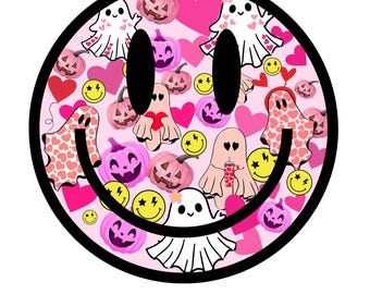 Cute Ghost PNG Halloween Smiley Face Sublimation Design,Pumpkin Png, Cute Ghost, Png, Boo Png, Fall Shirt, Fall PNG, Halloween png, Trendy.