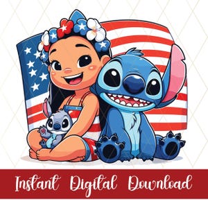 Stich e Lilo 4 luglio Png, Buon 4 luglio Png, Bandiera americana Png, Maglietta della libertà Png, Giorno dell'indipendenza Png, Film d'animazione USA Day.