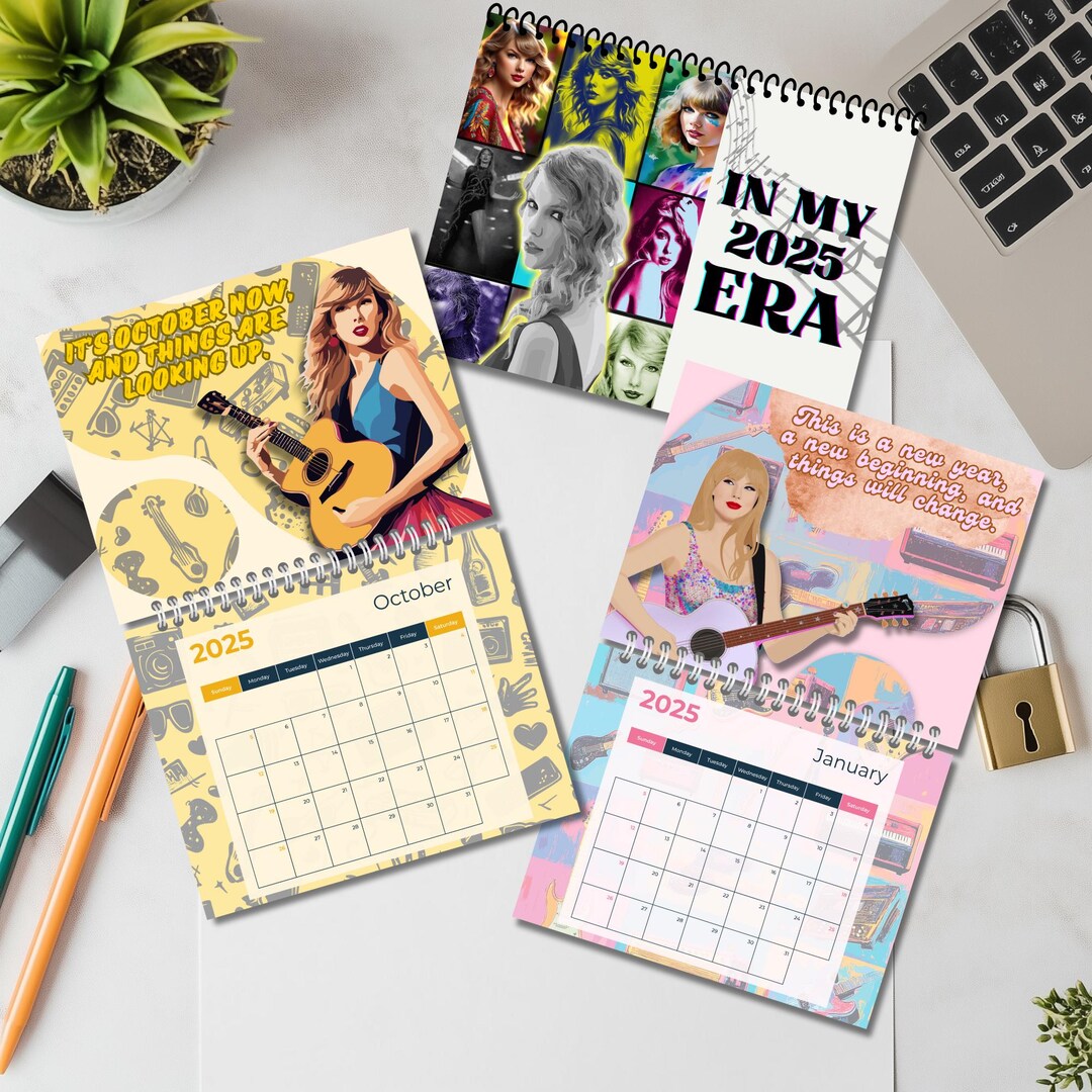 Taylor Swift Inspired 2025 Calendar Png, 2025 Eras Tour Calendar Png