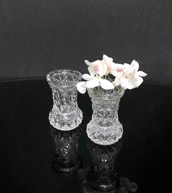 Vintage Pair of Cut Glass Bud Vases Small Propagation Vase Etsy