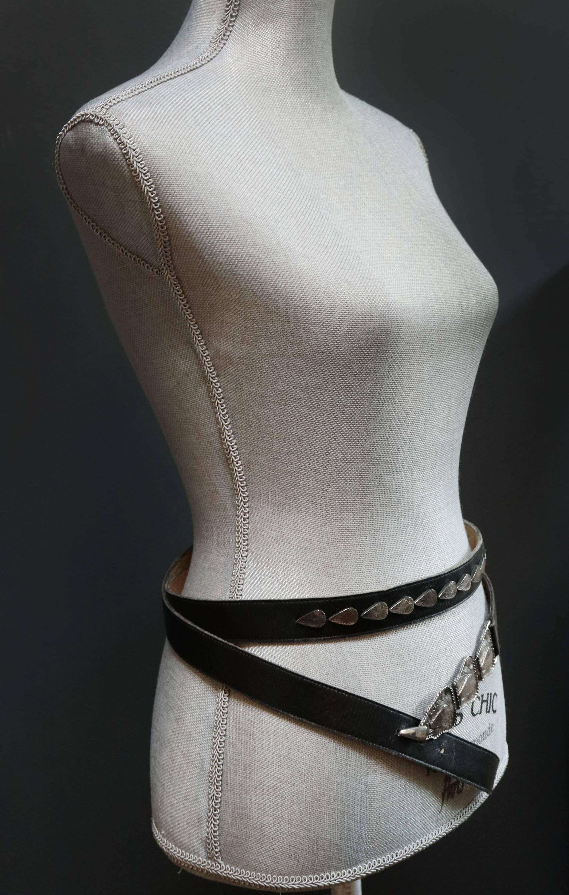 【2plan】bohemian studded long leather belt 2PLAN