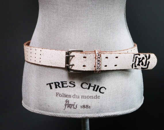 【cacharel】 WHITE LEATHER wide BELT cacharel】 WHITE LEATHER wide BELT Cacharel Skinny Leather