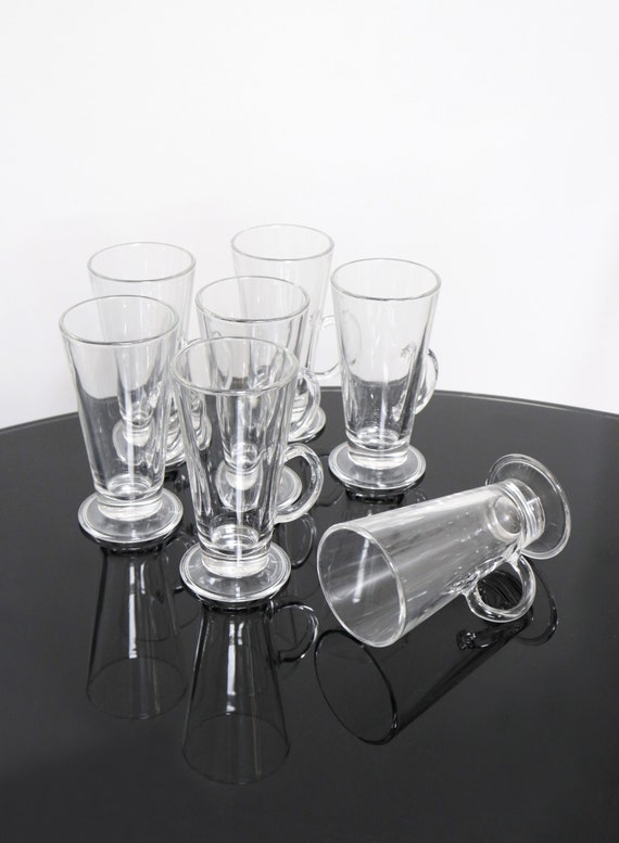 Clear Glass Irish Coffee Mugs Footed Glass Cups Modern Etsy