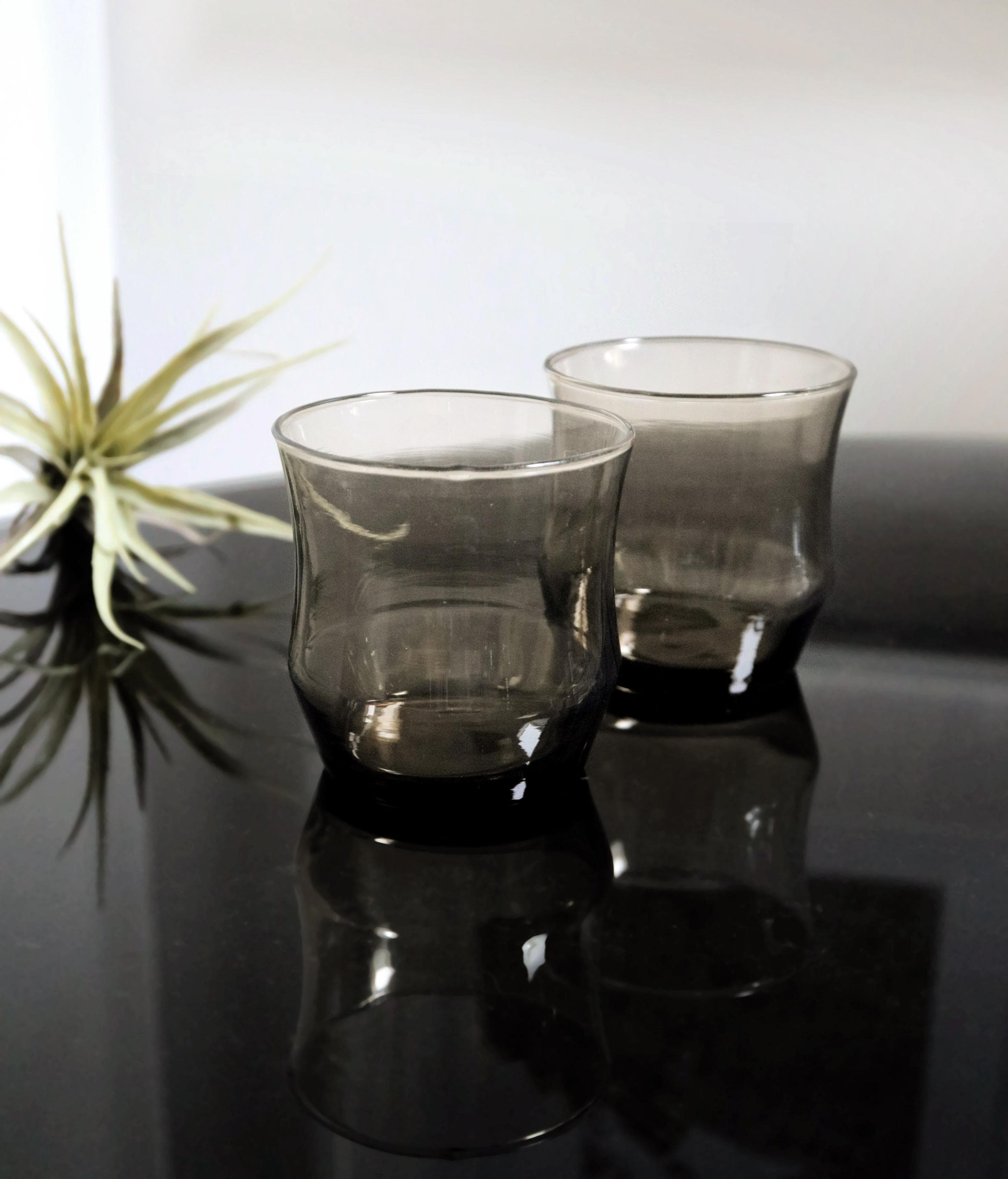 ヴィンテージ Libbey スモークガラスタンブラー - 2個セット、モダンな 