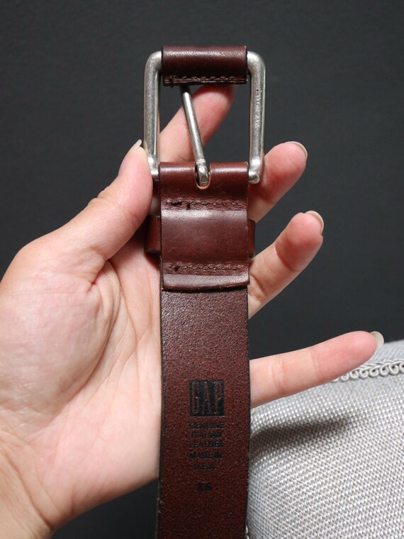 Vintage Children's Brown Leather Belt w/ Silver R… - image 4