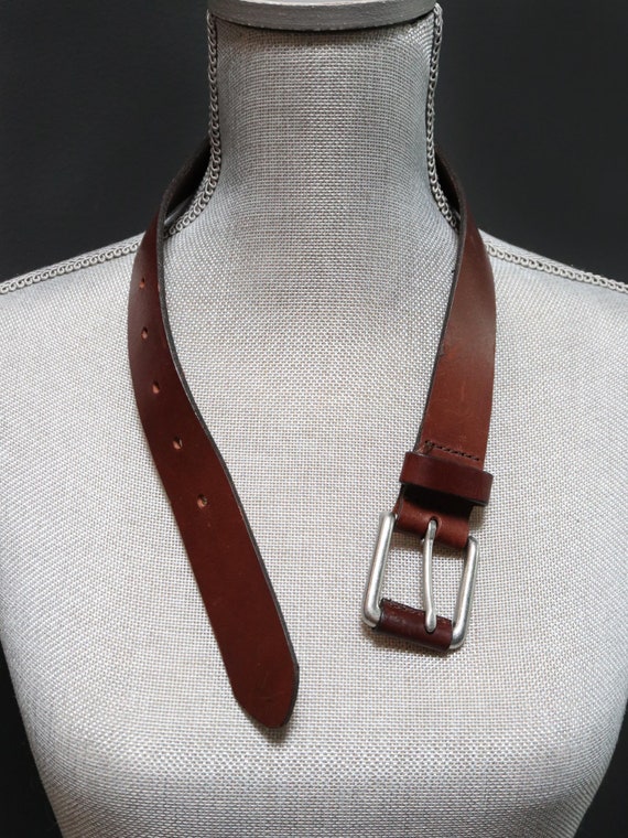 Vintage Children's Brown Leather Belt w/ Silver R… - image 2