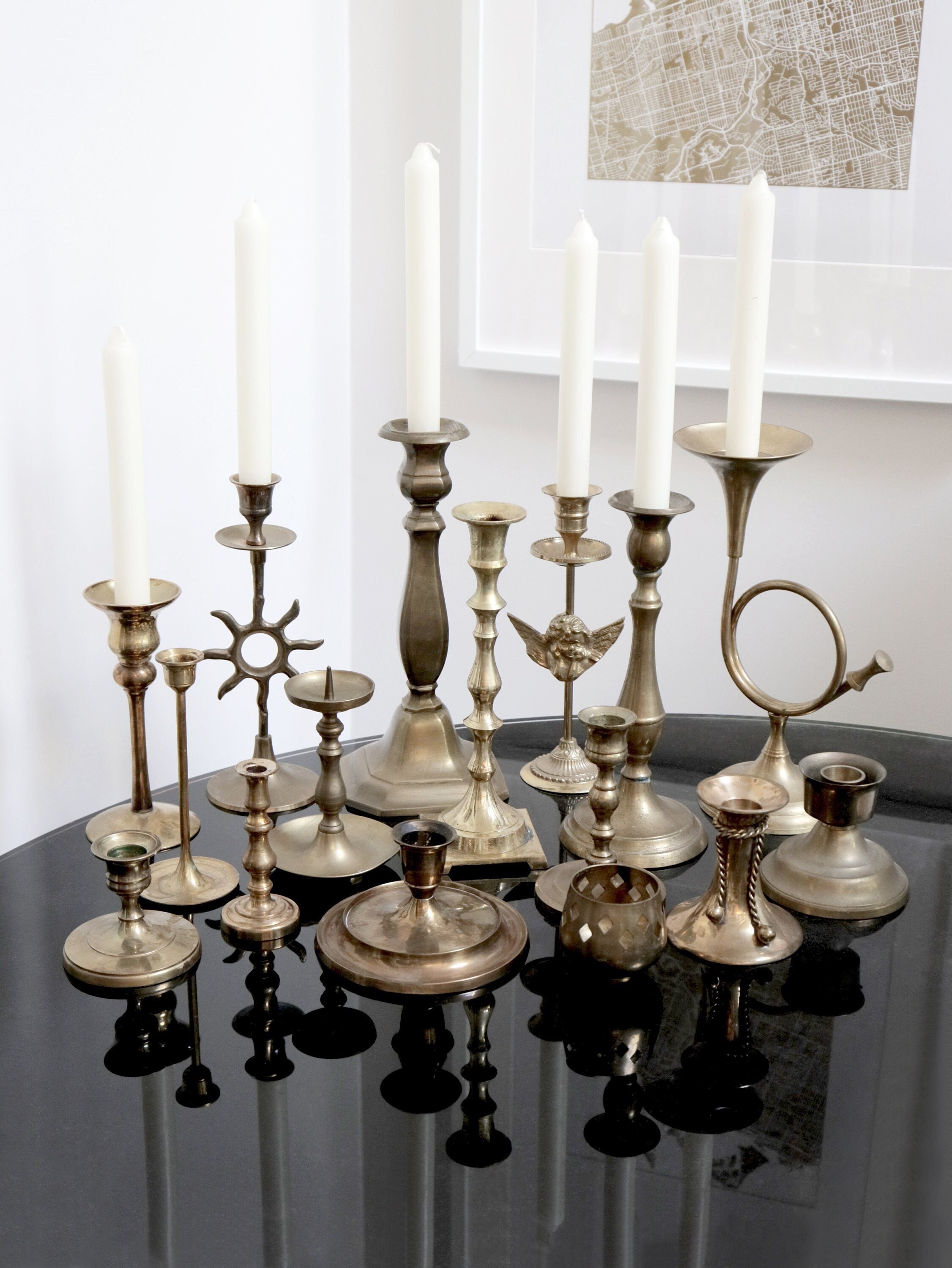 CHOICE Vintage Single Brass Candlesticks, Individual Candle Holders,  Bohemian Wedding Decor, Solid Gold Tone Metal, Centrepiece Display 