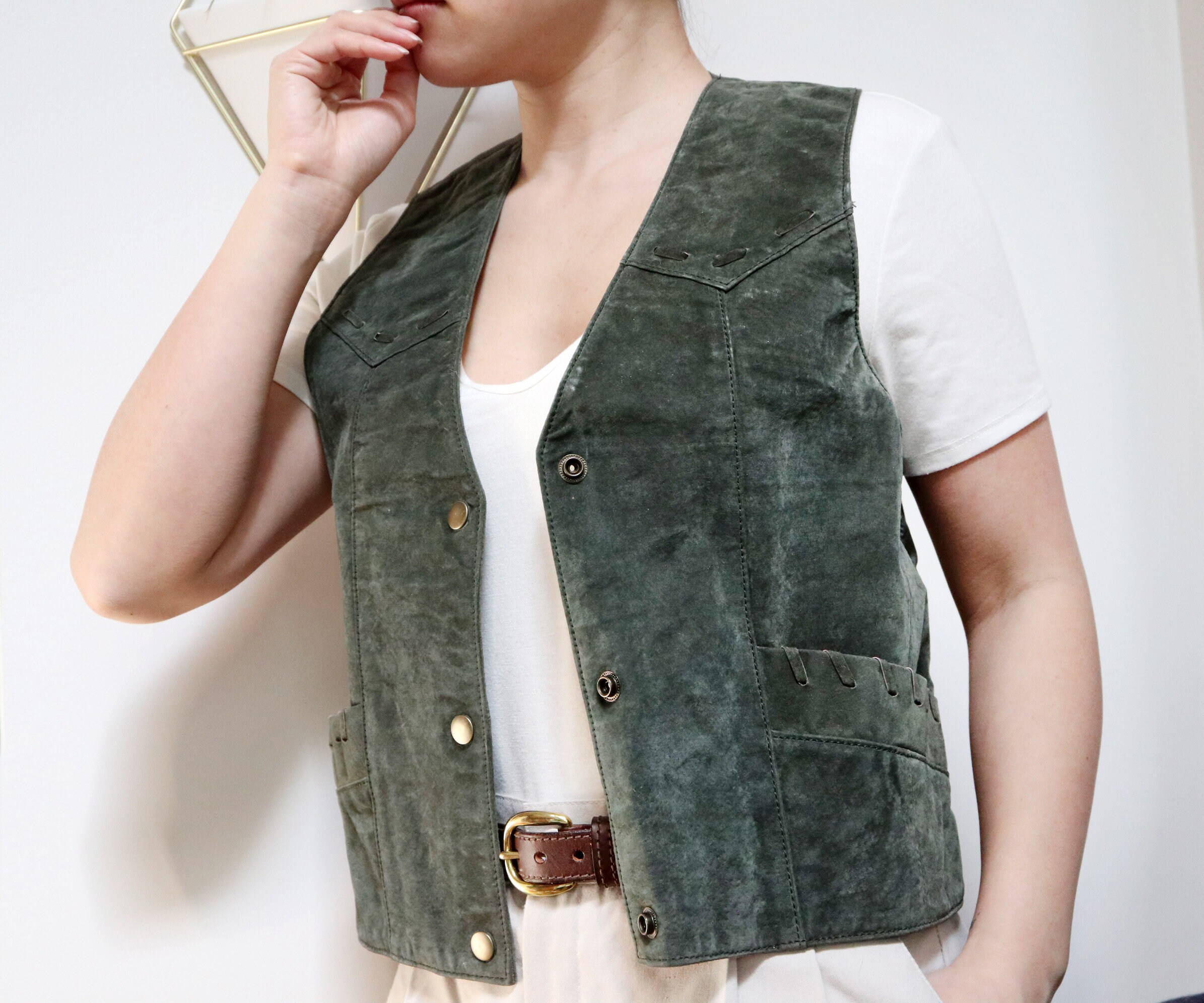 Green Suede Vest - Etsy