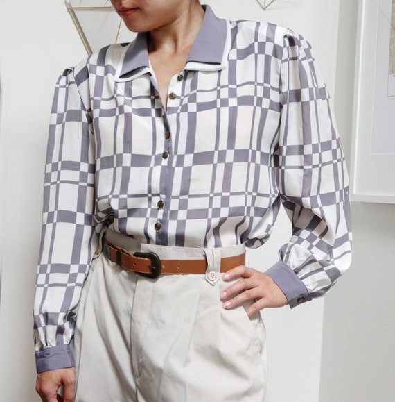grey satin blouse