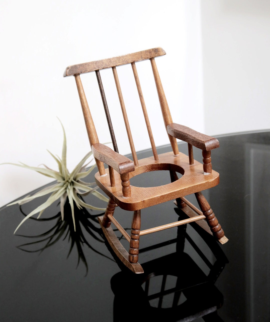 Vintage Miniature Wooden Rocking Chair Plant Pot Holder Etsy