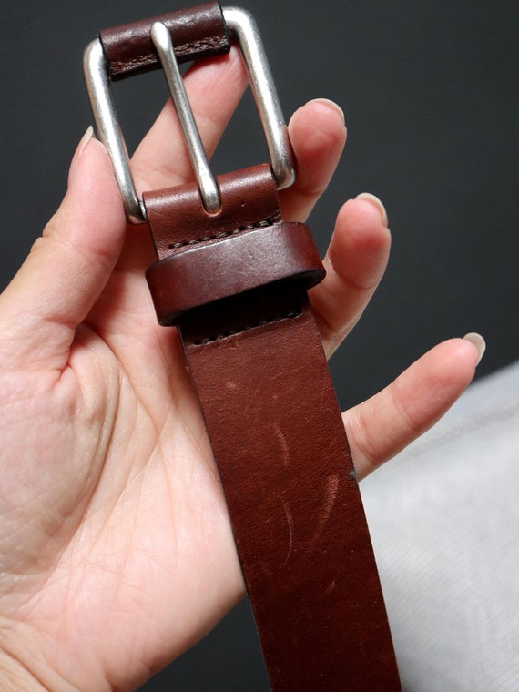 Vintage Children's Brown Leather Belt w/ Silver R… - image 5