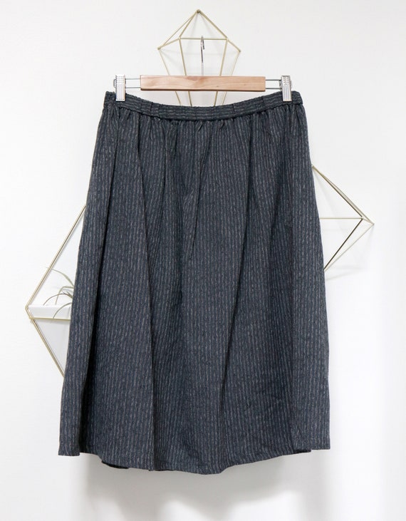 70's Faux Denim Striped Peasant Skirt, Boho Style… - image 4