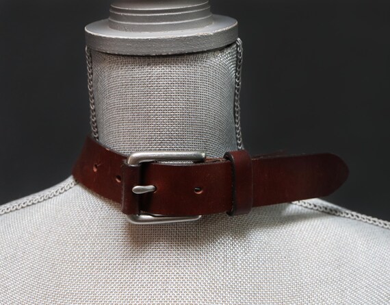 Vintage Children's Brown Leather Belt w/ Silver R… - image 1