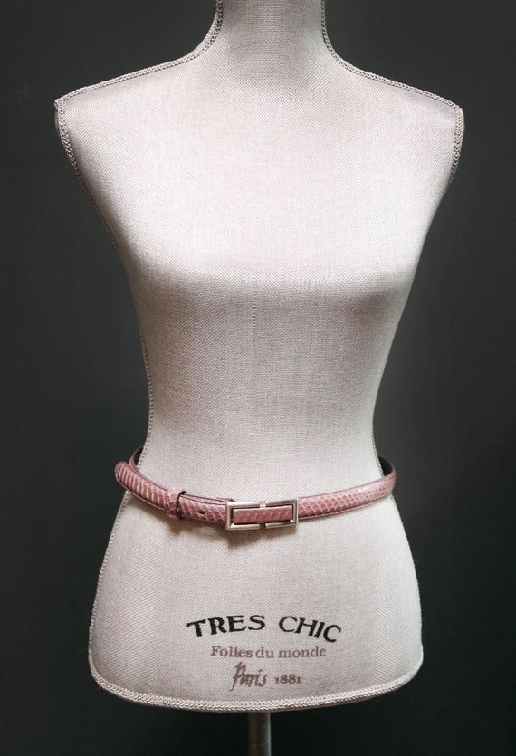 Vintage Mauve Purple Snakeskin Leather Waist Belt… - image 2