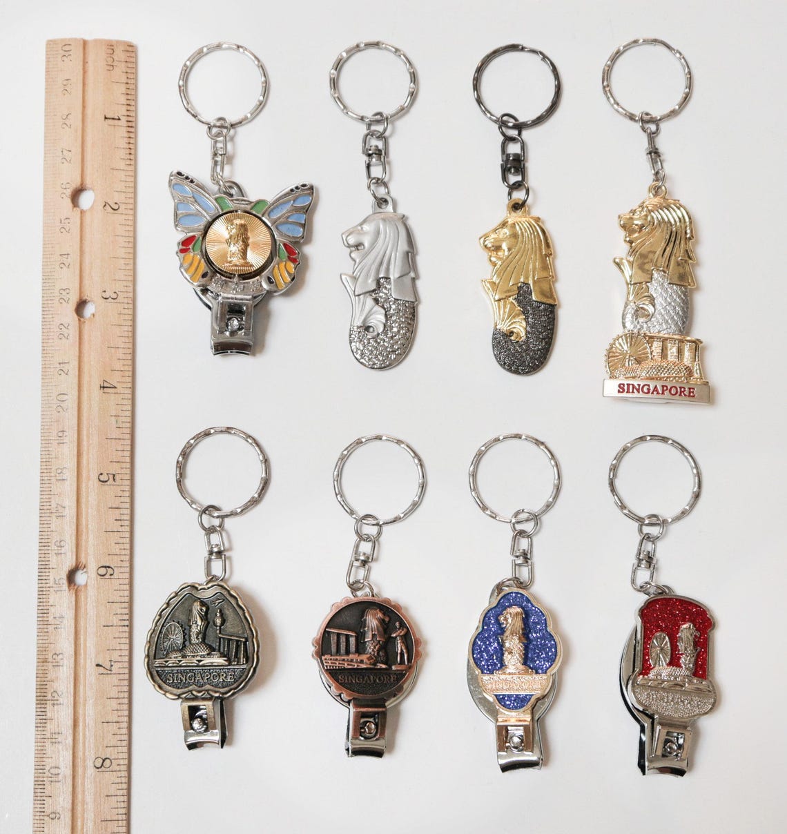 CHOICE - Vintage SINGAPORE Merlion Keychains, Coastline Scenery Skyline ...
