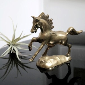 AS IS (missing wings) Vintage Brass Unicorn Figurine On A Rock Base, Solid Metal Horse, Fantasy Decor, Bohemian Style, Gold Miniature Statue