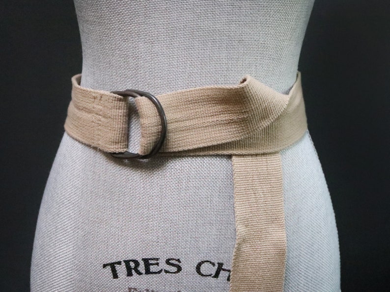 Sale Military Style Webbing Silver Brass Tan Buckle Waist Belt Metal Canvas