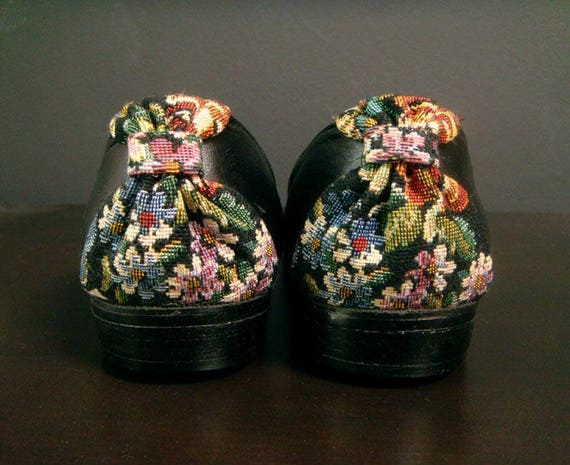 black floral flats