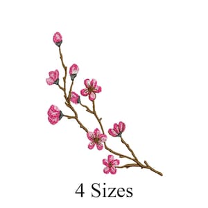 桜の刺繍デザイン、桜の大輪、桜の枝、機械刺繍ファイル、刺繍デザイン
