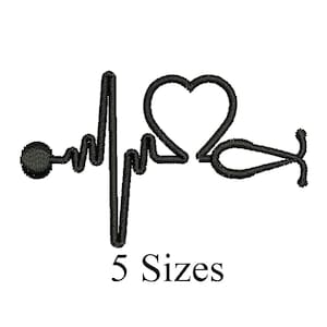 Heartbeat Stethoscope Embroidery Design: Doctor Gift (Digital Download)