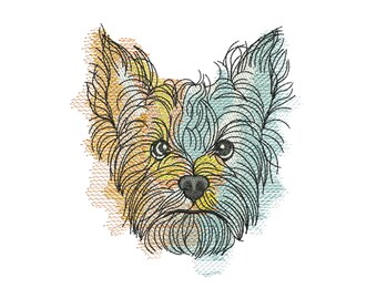 Yorkshire Terrier Sketch Embroidery Design: Dog Line Art (Digital Download)