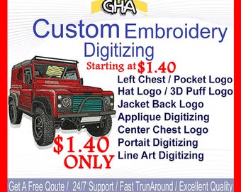 Custom Embroidery Digitizing Service: Logo & Image Design (Digital File Only)