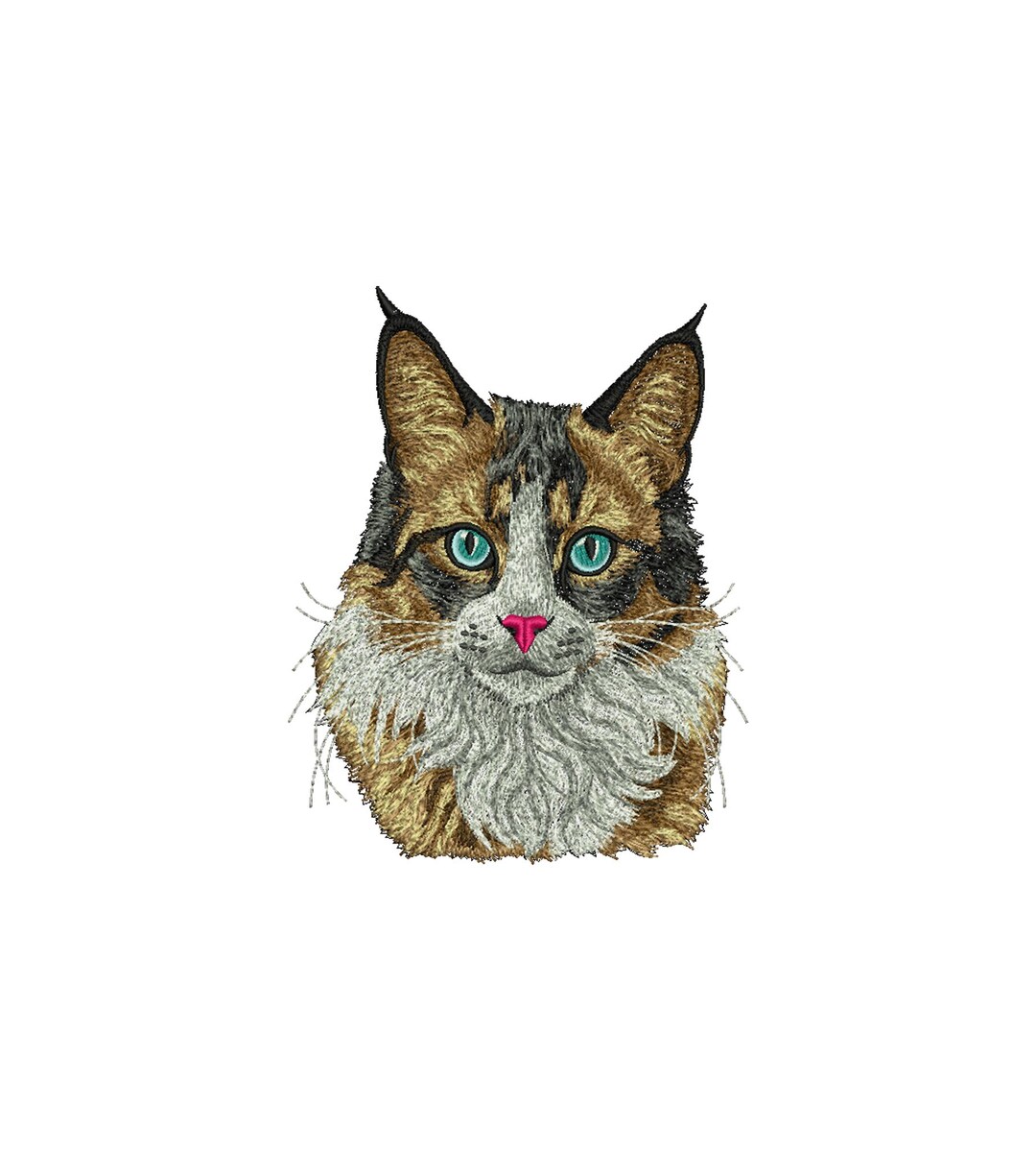 Calico Cat Face Embroidery Design: Long Hair Cat Lover (digital File ...