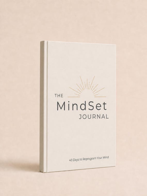 Mindset Journal, 40 Day Guided Self Discovery Journal, Personalized Daily Affirmation & Gratitude Journal, Custom Name Gift for Her