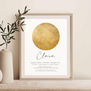 Personalized Astrology Birth Chart Print, Sun Moon Rising Art, Custom Star Map, Meaningful New Baby Gift, Couples Anniversary Keepsake