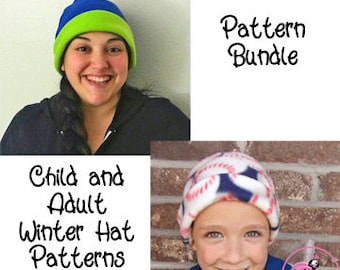Winterfleece hoed naaipatroon PDF. Kindermaten 0-10 jaar - Volwassene. kind, mannen, vrouwen, tiener, preteen