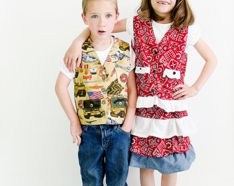 Casual Reversible Vest Sewing Pattern PDF epattern. Boy, Girl, Baby Sizes Newborn-12
