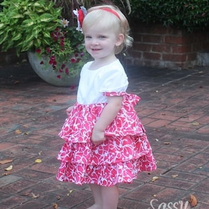 Rose Dress and Top PDF Sewing Pattern.  Sizes 0-3 Months - 12, 18&quot; doll