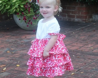 Rose Dress and Top PDF Sewing Pattern.  Sizes 0-3 Months - 12, 18" doll