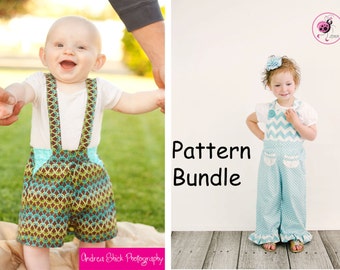 Pattern Bundle MaliAlls and Dapper Dudes and Dolls Suspender Shorts PDF Sewing Patterns.