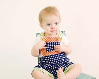 MaliAll Shortalls and Overalls Romper PDF Sewing Pattern.  Boy, Girl, shorts, pants. Sizes 0-4T