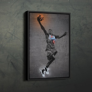 Allen Iverson Poster Neon Philadelphia 76ers NBA Canvas Wall Art Home Decor Framed Poster Man Cave Gift