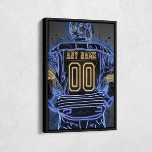 Buffalo Sabres Jersey NHL Neon Personalized Jersey Custom Name and Number Canvas Wall Art Home Decor Framed Poster Man Cave Gift Etsy