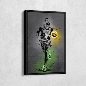 Jaylen Brown Poster Neon Boston Celtics NBA Canvas Wall Art Home Decor Framed Poster Man Cave Gift