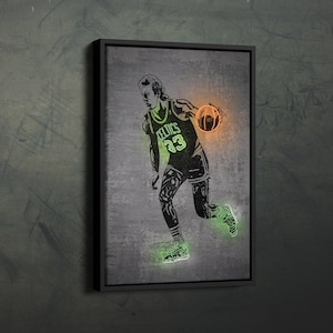 Póster de Larry Bird Neon Boston Celtics NBA Canvas Wall Art Decoración del hogar Póster enmarcado Man Cave Gift