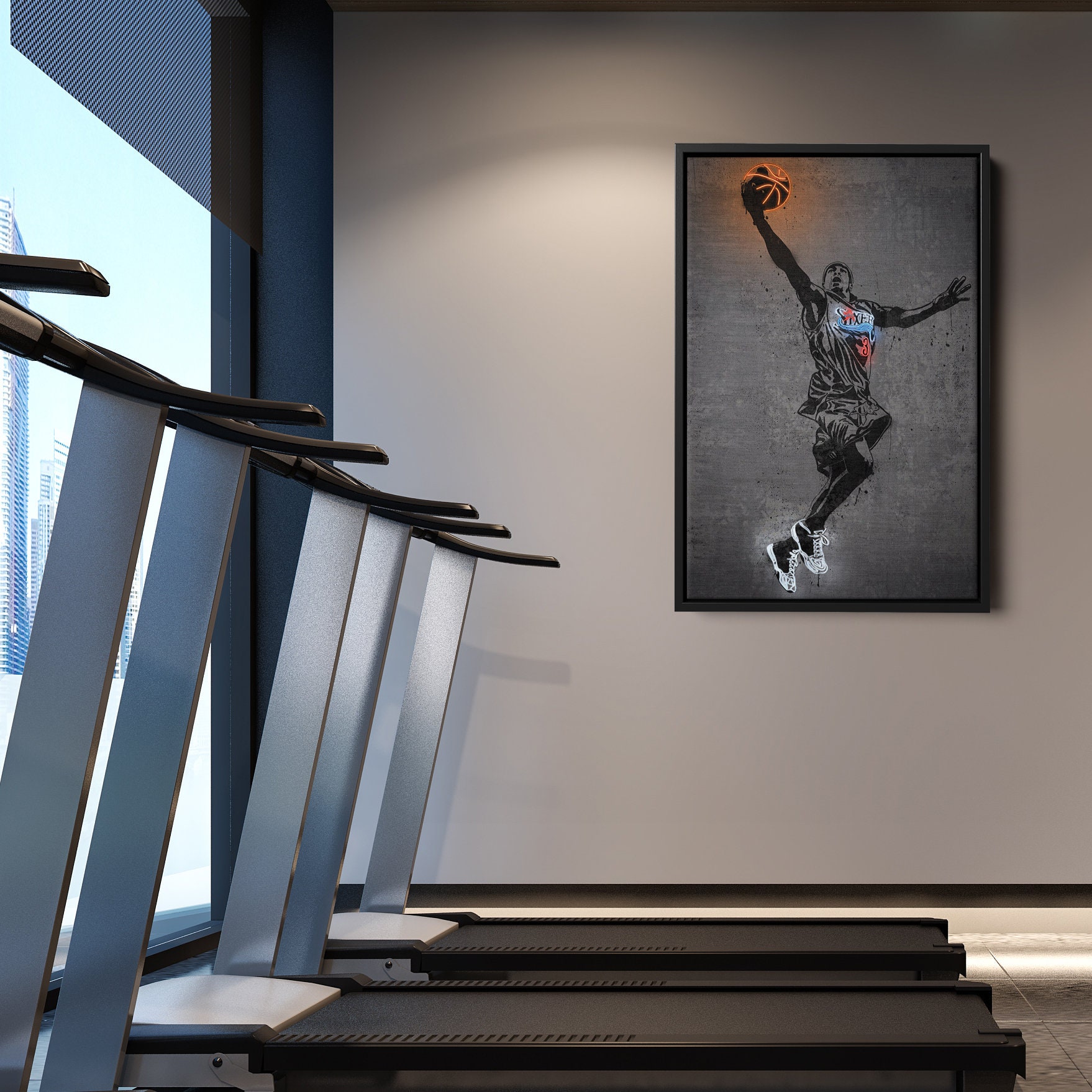 Allen Iverson Poster Neon Philadelphia 76ers NBA Canvas Wall Art Home ...