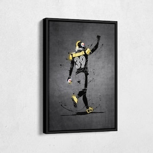 Minkah Fitzpatrick Neon Poster Pittsburgh Steelers #39 NFL Framed Canvas Wall Art Home Decor Man Cave Gift Football Art Print