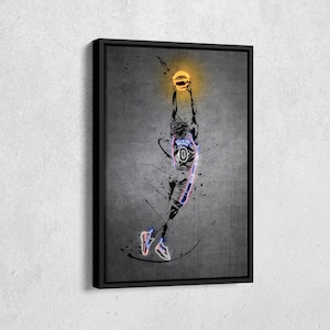 Tyrese Maxey Neon Poster Philadelphia 76ers #0 NBA Framed Canvas Wall Art Home Decor Man Cave Gift Basketball Art Print