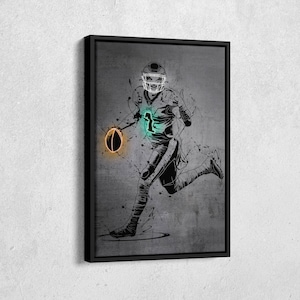 Jalen Hurts Poster Neon Philadelphia Eagles NFL Canvas Wall Art Home Decor Framed Poster Man Cave Gift